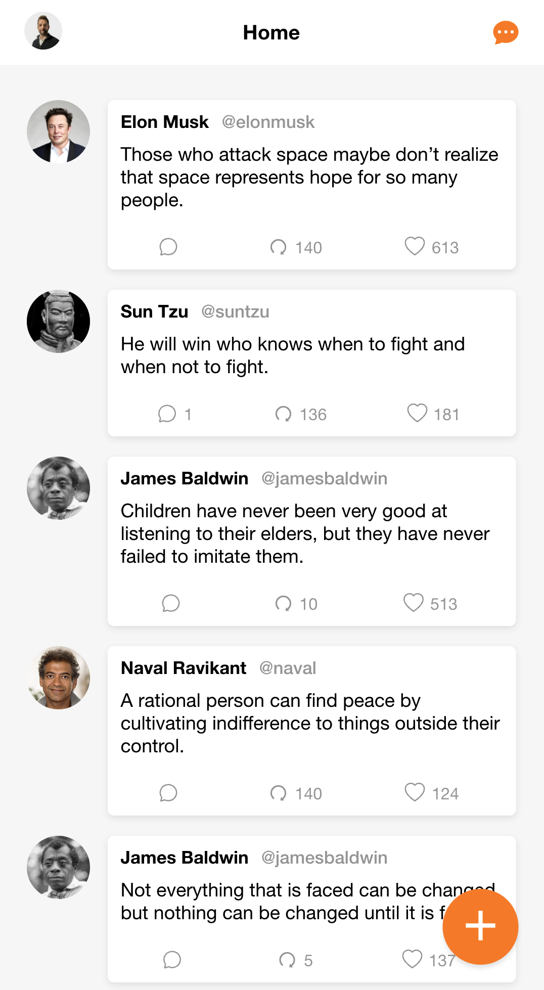 Chatter's main mobile view.